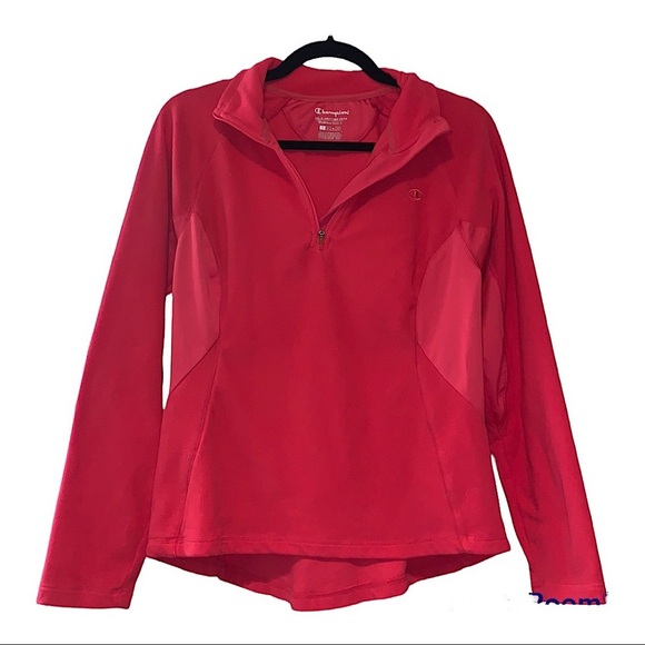 Champion Quarter Zip Soft Fleece Mock Pullover Size Medium Hot Pink - Picture 1 of 12